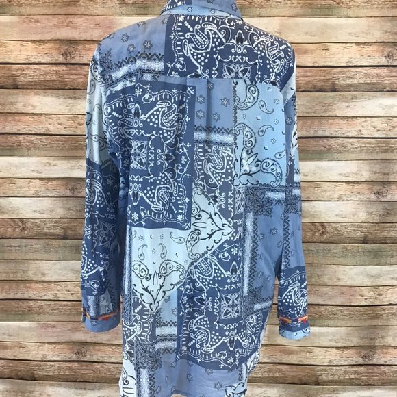 Johnny Was Workshop Womens Size M Medium Bandana Patchwork Button Down Bouse Top - Picture 5 of 6